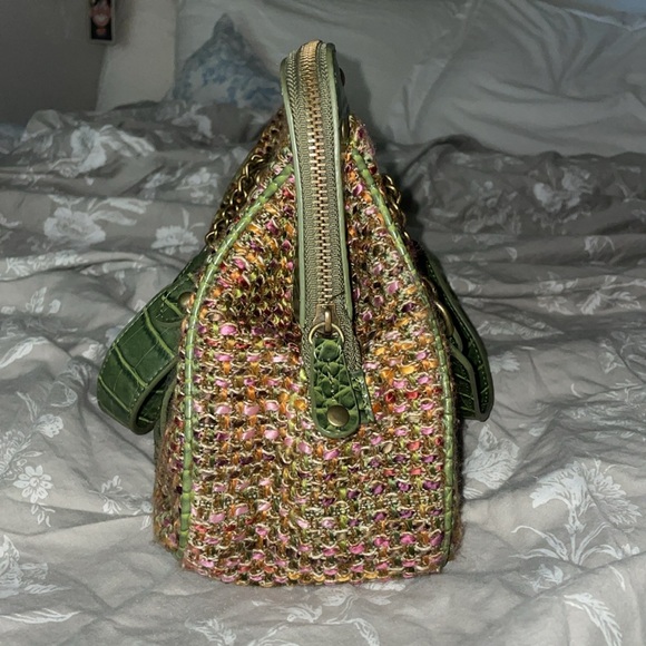 The Limited Green Multicolor Buckle Wool Blend Woven Knit Bag - Picture 3 of 12
